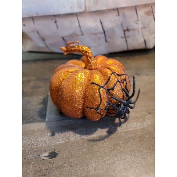 Halloween pumpkin glitter spider web Styrofoam decor - Picture 2 of 5